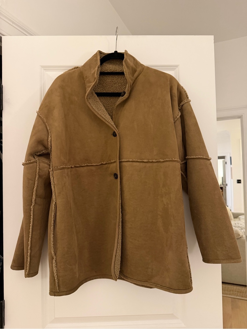 Banana Republic Factory Women's Faux Suede and Sherpa reversible coat